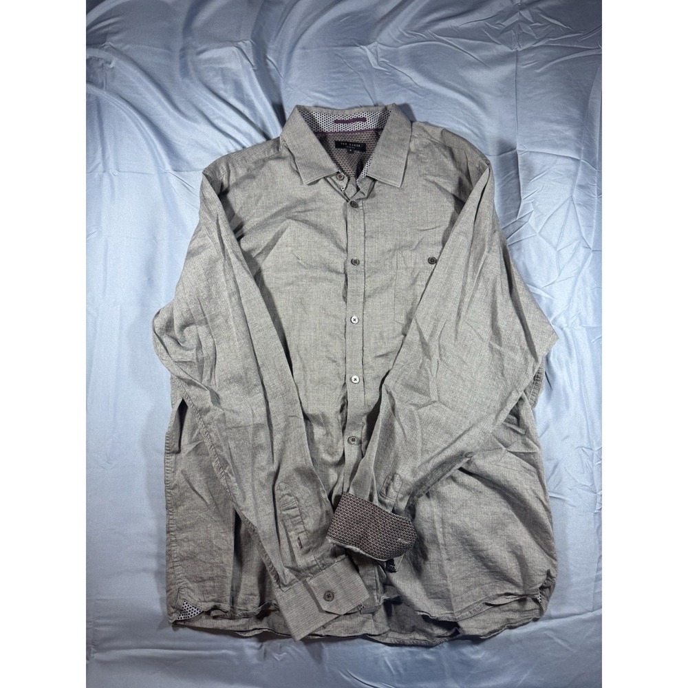 Ted Baker Men's Gray Long Sleeve Button Up Size 6 Size XXL